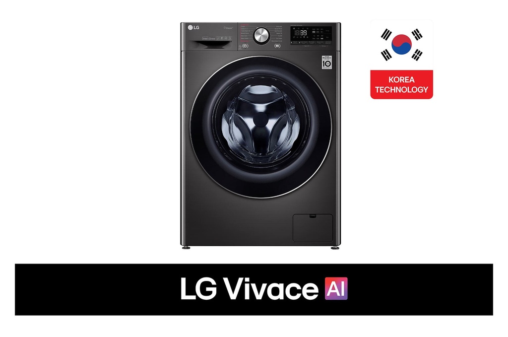 LG 9kg Wash / 5kg Dry Washer-Dryer, Black Steel – F4R5VGG2E