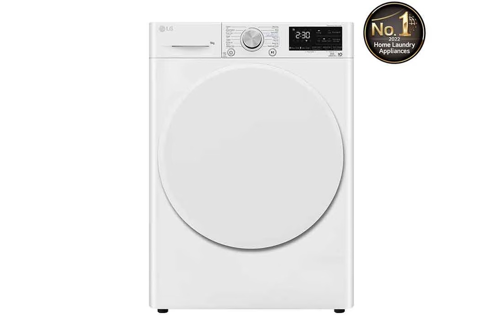 LG 9kg Dual Inverter Heat Pump Tumble Dryer, White – RH90V3AV0N