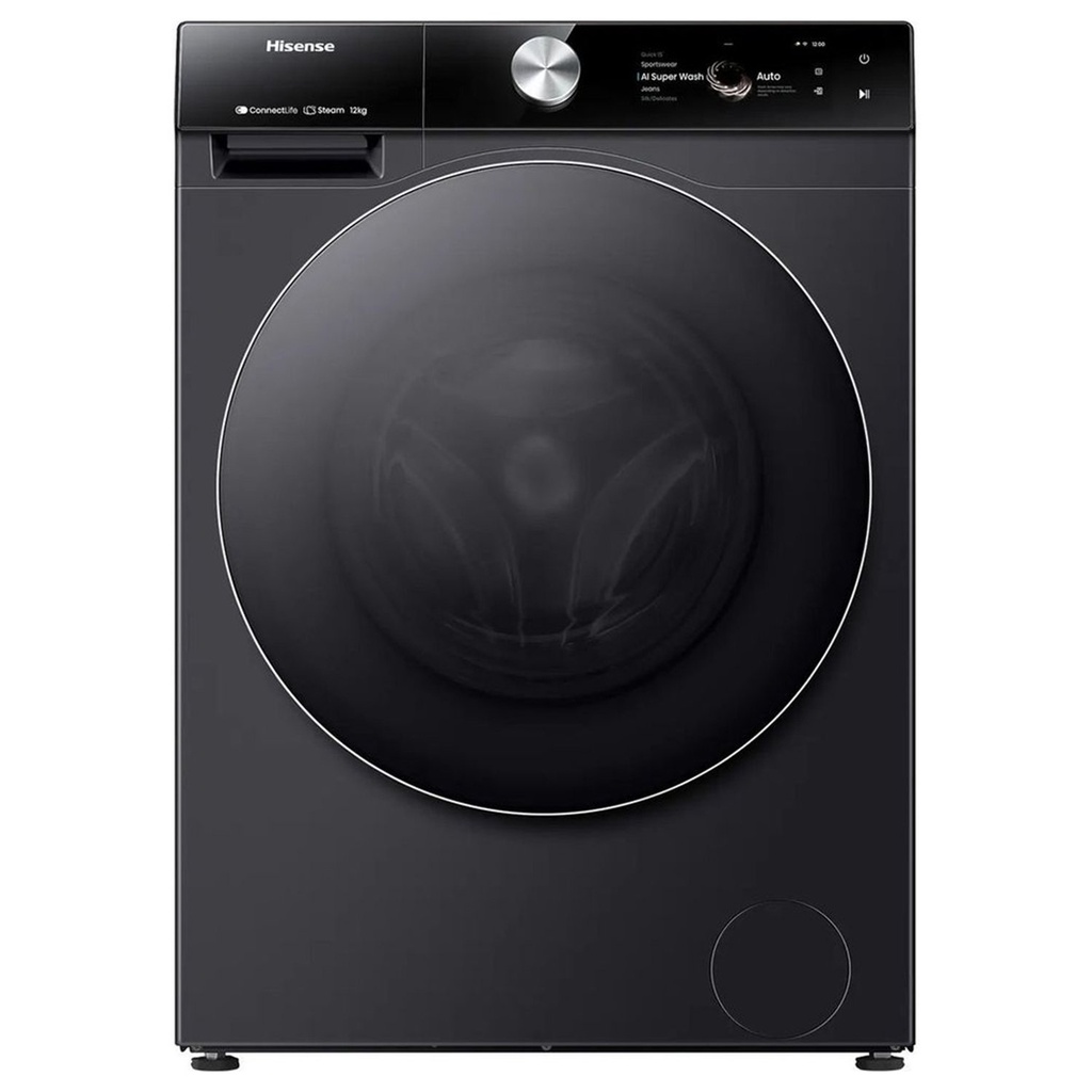 Hisense 12kg 1400rpm Inverter Front-Load Washing Machine, Premium Black – WF7S1247BB