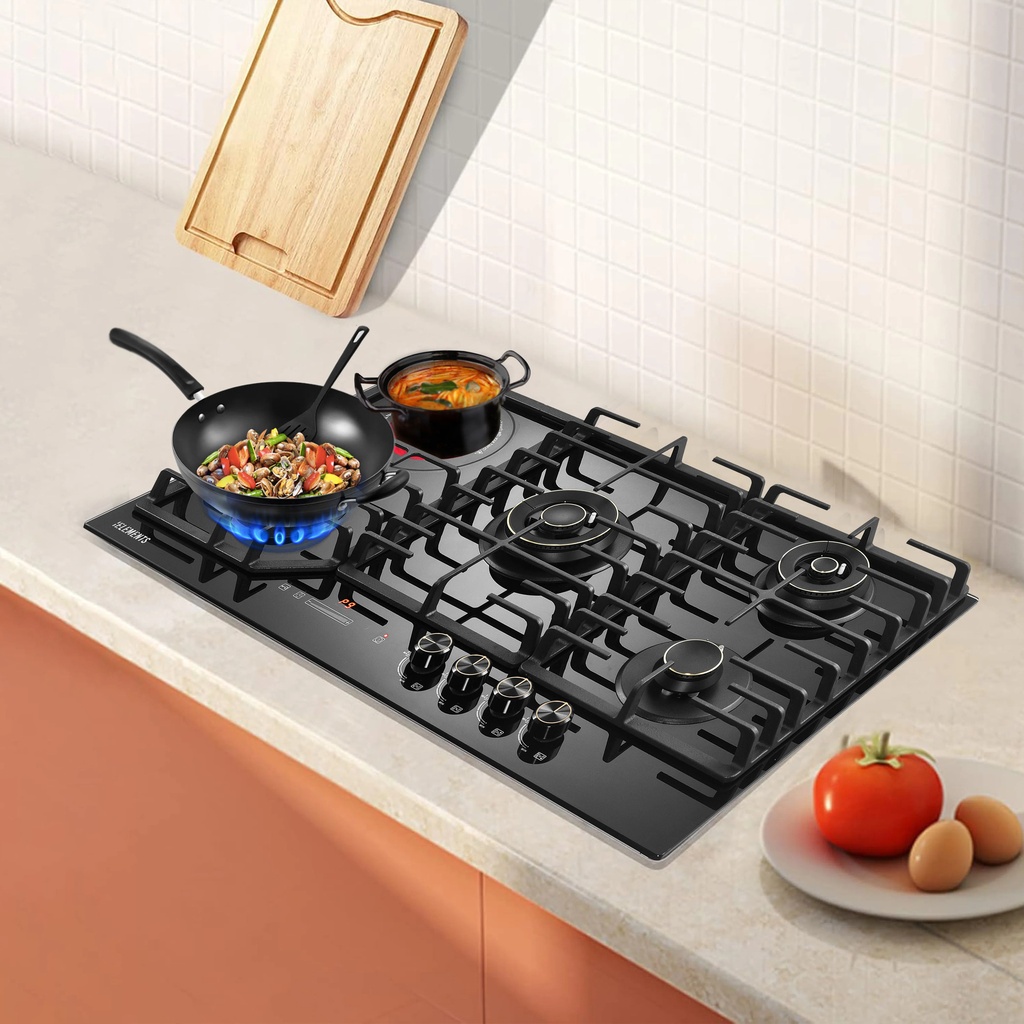 KB Elements 4-Burner Gas Hob & Cooktop, Black – ELK131GH5