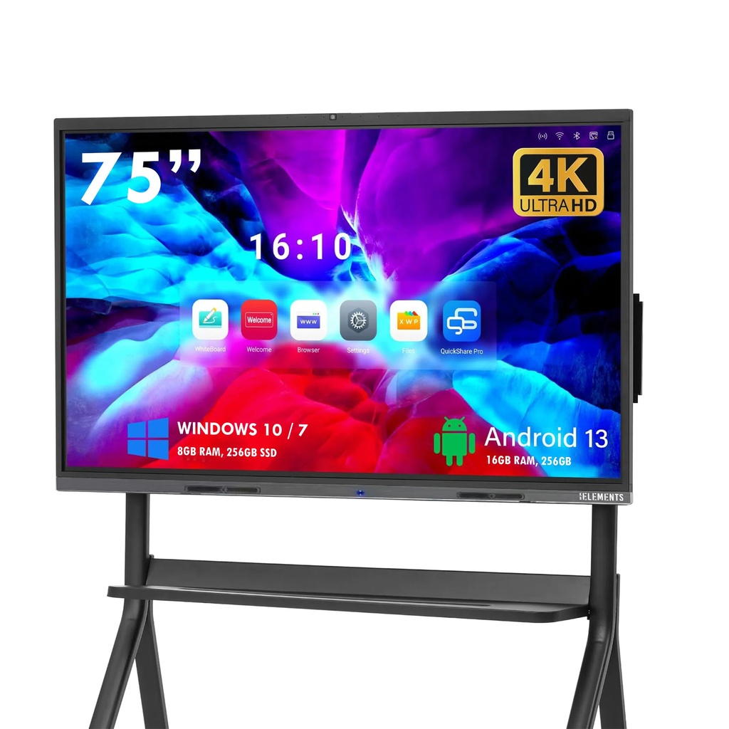 KB Elements 75" 4K UHD Interactive Display, Blue – ELT75P1DE