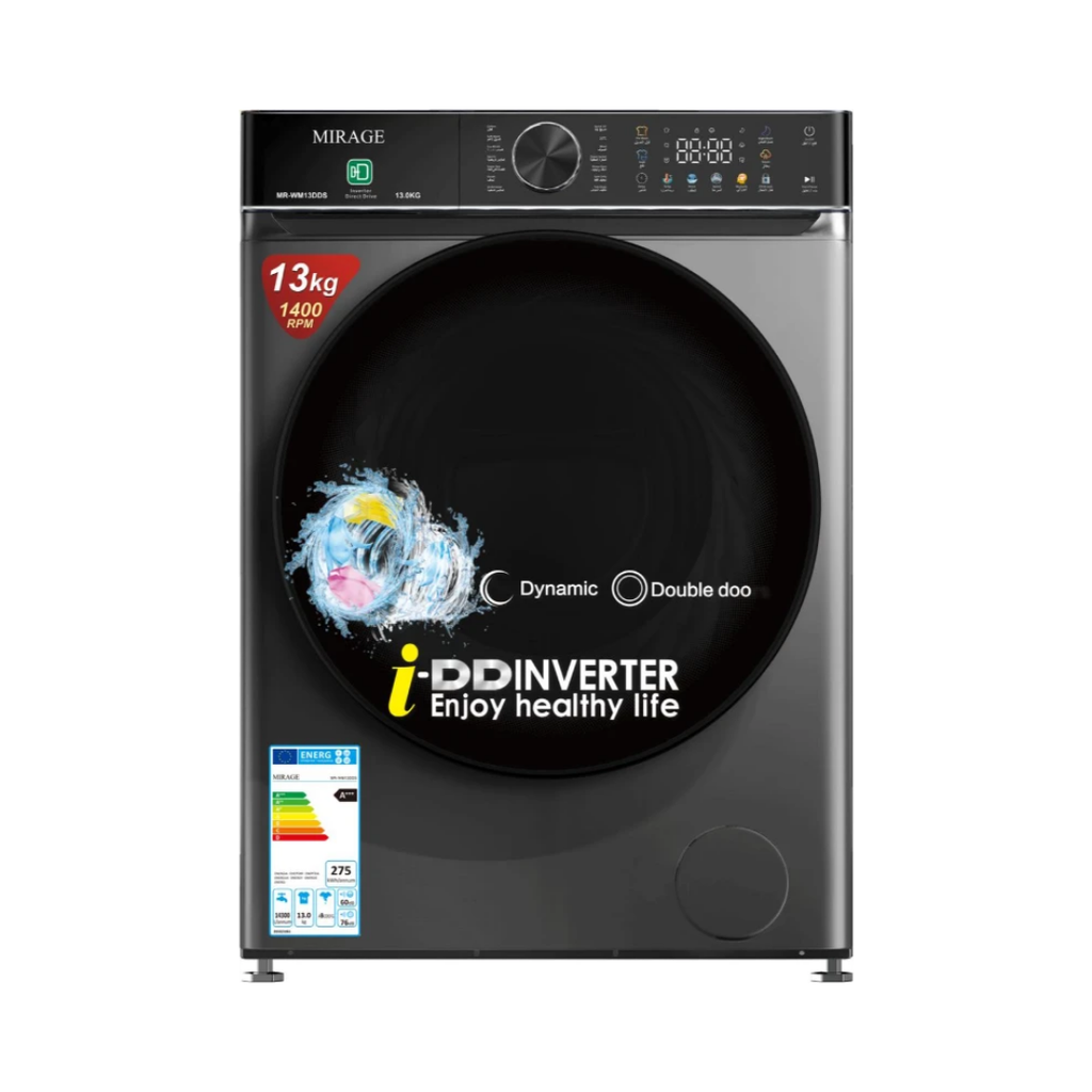 Mirage 1400rpm Inverter Front-Load Washing Machine, Black – MR-WM13DDS